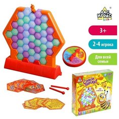 Настольная игра на ловкость и реакцию «Спаси пчелу»: игровое поле, рулетка, пчела, 2 палочки, карточки игровые, инструкция ЛАС ИГРАС