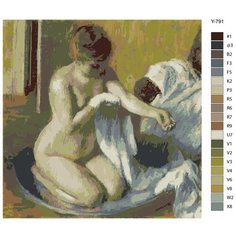 Картина по номерам Y-791 "Репродукция картины - После ванны. Эдгар Дега" 70x70 Brushes Paints