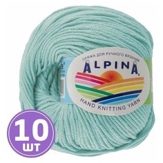 Пряжа для вязания крючком спицами Alpina Альпина RENE классическая средняя мерсеризованный хлопок 100%, цвет №127 Светло-голубой 105 м 10 шт по 50 г