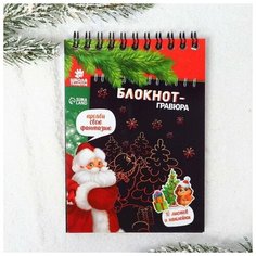 Блокнот-гравюра "С Новым годом!" 10 листов, лист наклеек, штихель, 1 шт. Школа талантов