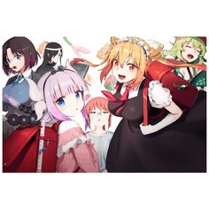 Картина по номерам на холсте Аниме Кобояси и ёё горнчиная Дракон 5523 60x40