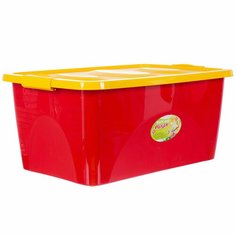 Ящик для игрушек на колесах 60x40.4x28 см 44 л пластик с крышкой цвет красно-жёлтый Martika