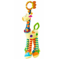 Игрушка подвеска Весёлый жираф с тактильными элементами и погремушкой Izba Lova Toys