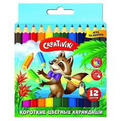 Карандаши цветные 12 цветов Creativiki (дерево, 6гр, короткие) картонная упаковка, 24 уп.