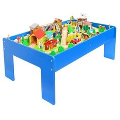 Железная дорога, 108 элементов, стол в комплекте Нет бренда