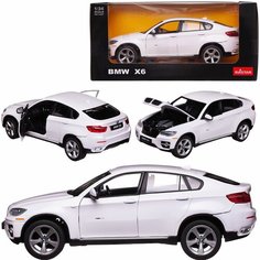 Машина металлическая Rastar масштаб 1:24, BMW X6, цвет белый, двери и капот открываются (41500W)