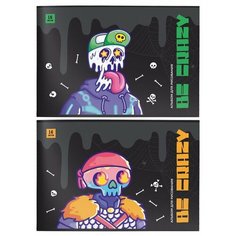 Альбом для рисования А4, 16л schoolформат Скелетоны (100 г/кв. м, скрепка, мелованный картон, сплошной УФ-лак)