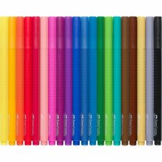 Набор фломастеров 20 цветов Faber-Castell Grip (линия 1-2мм, смываемые, трехгранные) (155320), 5 уп.