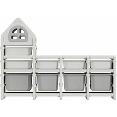 Стеллаж для игрушек UNIX Kids Grey 9 ящиков _ мебель в детскую _ для хранения _ серый _ белый