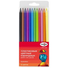Цветные карандаши для школы 12 цветов, пластиковые шестигранные / Набор цветных карандашей для рисования школьный Гамма "Мультики" Gamma