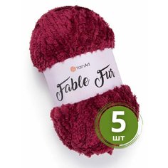 Пряжа для вязания YarnArt Fable Fur (ЯрнАрт Фейбл Фур) - 5 мотков 981 вишня, меховая, 100% микрополиэстер, 100м/100г
