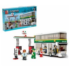 Конструктор "Автобус на заправочной станции", 403 детали Sluban