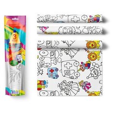 Скатерть ButtenFilm "Детская раскраска" 110 х 360 см, белая Союз Полимер