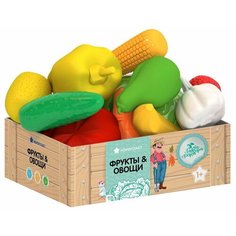 Игровой набор нордпласт Фрукты и овощи, большой, в ящике, 12 предметов
