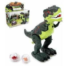 Динозавр "Рекс", откладывает яйца, проектор, свет и звук, работает от батареек, цвет зелёный Нет бренда
