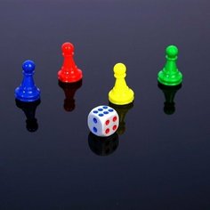 Набор фишек 4 шт фишки 2.5 х 1.6 см, 1 шт кубик 1.3 х 1.3 см Нет бренда