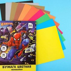 Бумага цветная мелованная Человек-паук, А4, 10 листов, 10 цветов, Человек-паук Marvel