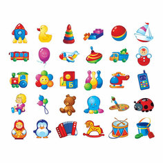 Наклейки LID на шкафчики Игрушки 7х7 см (30 шт. в уп.) С-67-2 NO Name