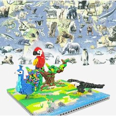 Конструктор 3D из миниблоков RTOY В мире животных попугай, павлин и орел 2120 элементов - JM6626