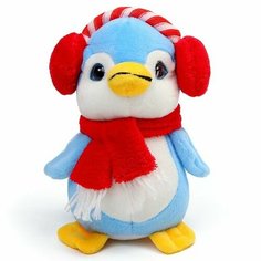 Мягкая игрушка "Пингвин" в наушниках, 20 см, цвет синий Китай