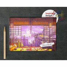 Скетчбук А4, 40 листов на гребне "Картина маслом", обложка мелованный картон, твёрдая подложка, блок 100 г/м2 Pr Market