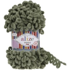 Пряжа Alize Puffy fine хаки (03), 100%микрополиэстер, 14,5м, 100г, 2шт