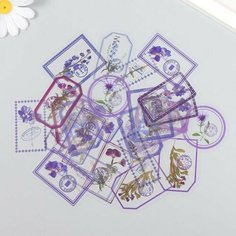 Наклейки для творчества Теги - Фиолетовые цветы набор 30 шт 0,2х8х11 см Китай