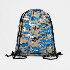 Мешок-сумка для сменки, шнурок, цвет синий-камуфляж Случай