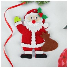 Набор для творчества - создай ёлочное украшение из фетра Дед мороз с мешком подарков Нет бренда