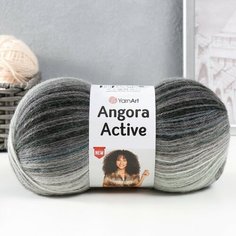Пряжа "Angora Active" 20% шерсть, 80% акрил 500м/100гр (840 черн-сер-мор волна) Yarn Art