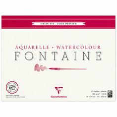 Альбом для акварели, 25л, 30*40, на склейке Clairefontaine "Fontaine Grain Fin", 300г/м2, холод. пресс, мелкое зерно
