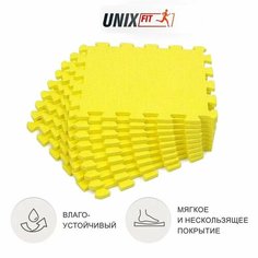 Коврик-пазл UNIX Fit влагостойкий, большие мягкие модули спортивные, детский коврик, 30 х 30 х 1 см, желтый, 24 шт.