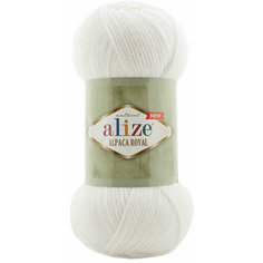 Пряжа Alize Alpaca Royal NEW белый (55), 55%акрил/30%шерсть/15%альпака, 250м, 100г, 2шт