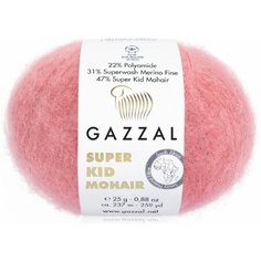 Пряжа Gazzal Super Kid Mohair светлый коралл (64430), 31%меринос/47%супер кид мохер/22%полиамид, 237м, 25г, 3шт