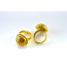 Основа для кольца Полусфера с сеточкой 19мм, диаметр 19мм, отверстие 1,2мм, цвет золото, сплав металлов, есть потемнения, 15-025, 1шт Мелодия бисера