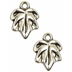 Подвеска лист 15х11х2 мм, отверстие - 1,9 мм, сплав олова с покрытием "старинное серебро", 2 шт. Kaboshon.Ru