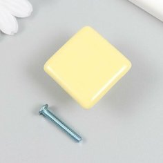 Ручка для шкатулки керамика, металл Квадратик жёлтая 3,3х3,3х2,1 см Китай