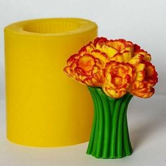 Силиконовая форма для мыла Букет Тюльпаны 3D, для свечей гипса 1шт 8,5*7*7 см Нет бренда