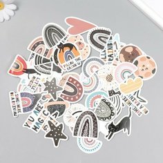 Наклейки для творчества "Кошки и радуга" набор 50 шт 4х7 см без бренда