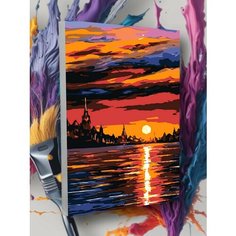 Картина по номерам Солнце Небо Море Замок Закат Пейзаж Круто красим