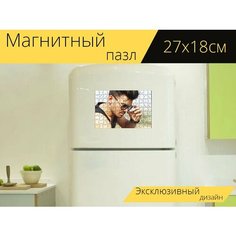 Магнитный пазл "Мода, портрет, волосы" на холодильник 27 x 18 см. Lots Prints