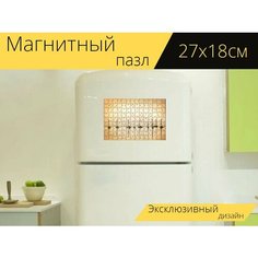Магнитный пазл "Парусные лодки, туман, отражение" на холодильник 27 x 18 см. Lots Prints