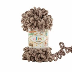 Пряжа ALIZE Puffy (Alize), какао мелланж - 673, 100% микрополиэстер, 5 мотков, 100 г, 9.5 м.