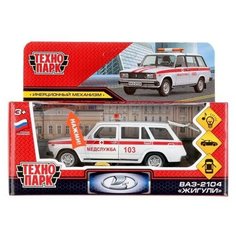 Модель 2104-12SLAMB-WH ВАЗ-2104 Жигули Скорая помощь белый Технопарк в коробке
