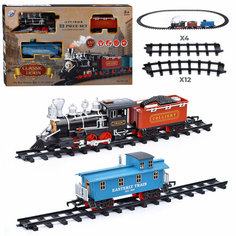 Железная дорога с почтовым вагоном, 22 предм, свет, звук дым, в коробке КНР