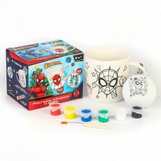 Набор кружка под раскраску с ёлочным шаром "Spider-Man" Человек-Паук Ma.Brand