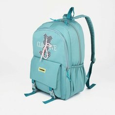 Рюкзак на молнии, 3 наружных кармана, цвет зелёный