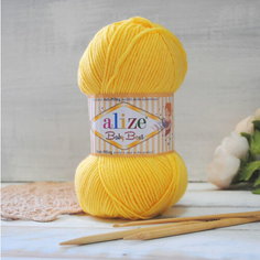 Пряжа Alize Baby Best, 113 желтый, 90% акрил, 10% бамбук, 100 г, 240 м, 1 шт