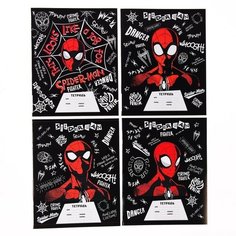 Тетрадь 24 листа, клетка, 4 вида микс, Человек-паук Marvel