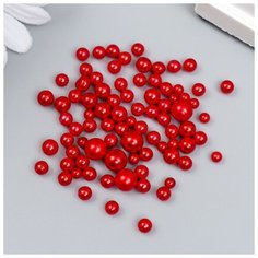 Декор для творчества пластик "Шарики. Красные" d=3-8 мм, набор 10 гр Noname